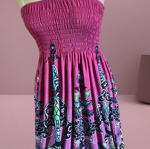 Pink Strapless Boho  Dress